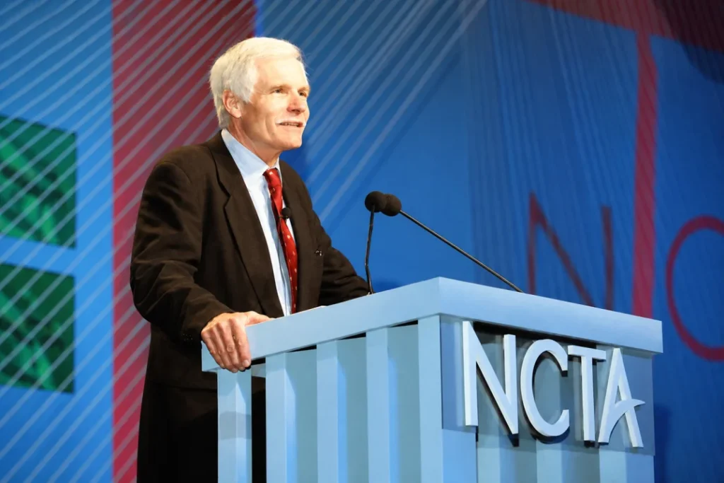 Ted Turner speaking at an NCTA cable industry event