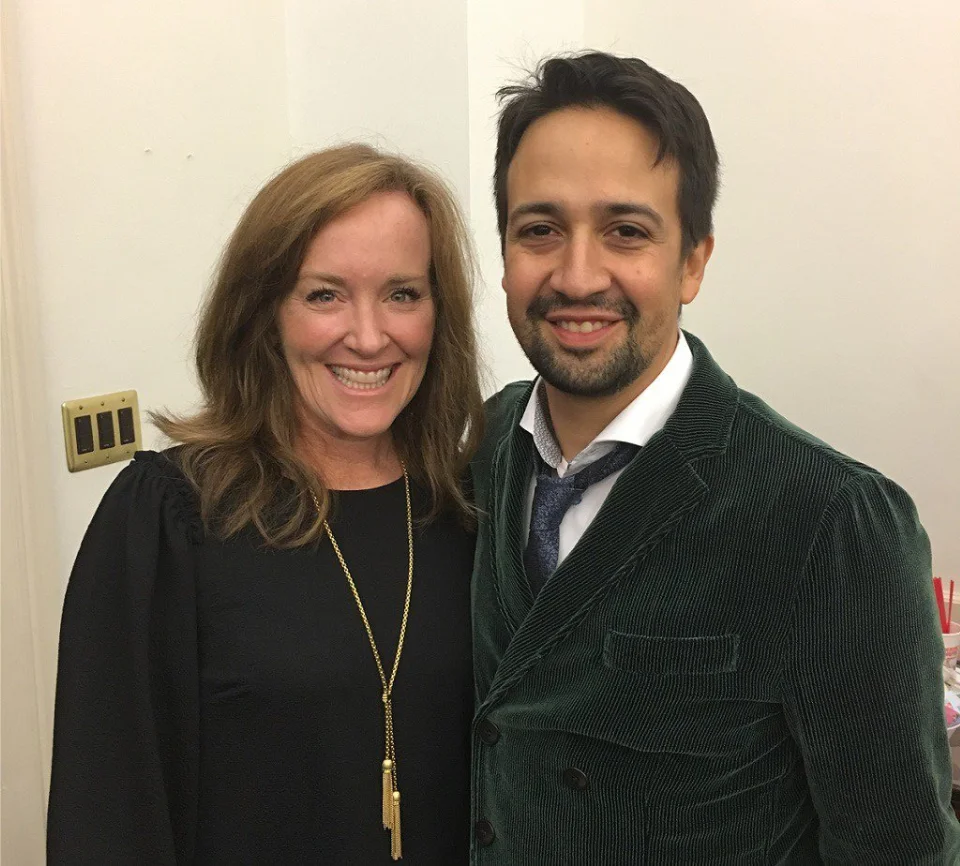 Lin-Manuel Miranda poses with Rep. Kathleen Rice at a backstage event