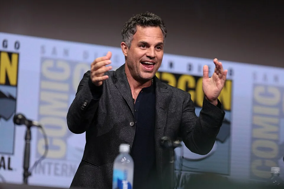 Mark Ruffalo laughing at San Diego Comic-Con Marvel panel