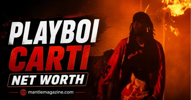 Playboi Carti performing at Clout Festival 2024 amid fire and smoke on stage