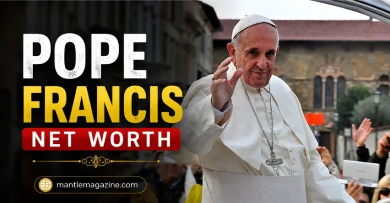 Pope Francis net worth featured image showing the late pope waving in white robes
