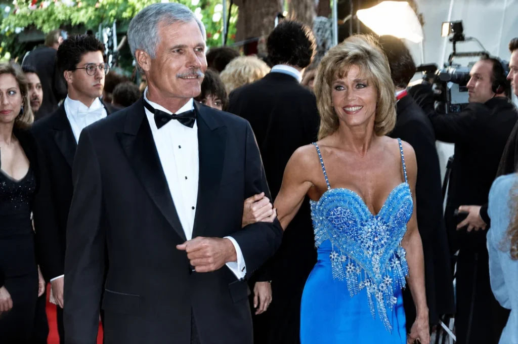 Ted Turner and Jane Fonda at a red-carpet event during their marriage