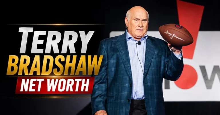 Terry Bradshaw holding a signed NFL football at an event — mantlemagazine.com