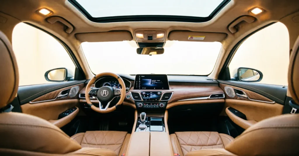 2026 Acura MDX luxury interior - tan leather dashboard and digital display