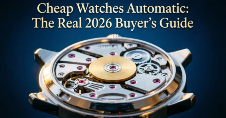 Automatic watch exhibition case back showing rotor and mechanical movement with ruby jewels - 2026 buyer's guide