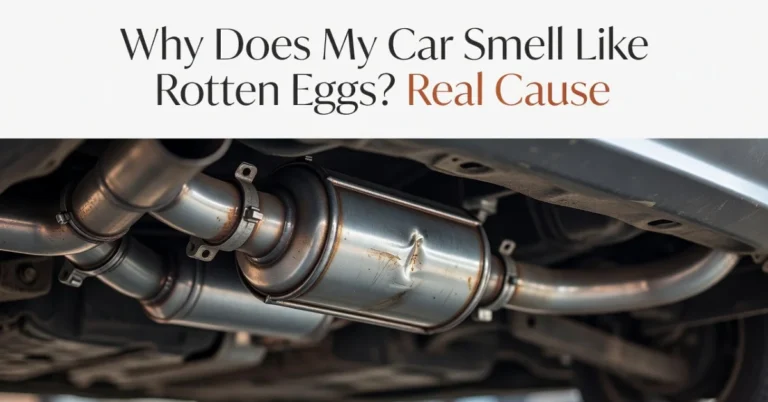 Close up of a catalytic converter in car exhaust system causing rotten egg smell
