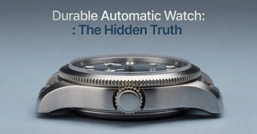 Stainless steel automatic watch case with screw-down crown and fluted bezel