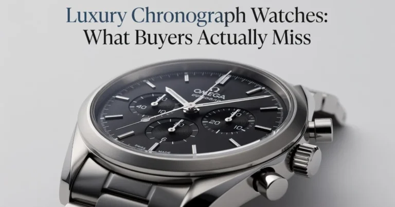 Omega Speedmaster chronograph watch with black dial and steel bracelet