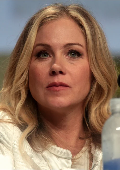 "Christina Applegate during Dead to Me production, showing the determination that carried her through MS diagnosis and filming challenges