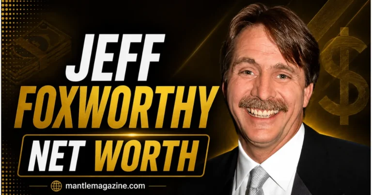 Jeff Foxworthy smiling in suit - Jeff Foxworthy net worth featured image on mantlemagazine.com