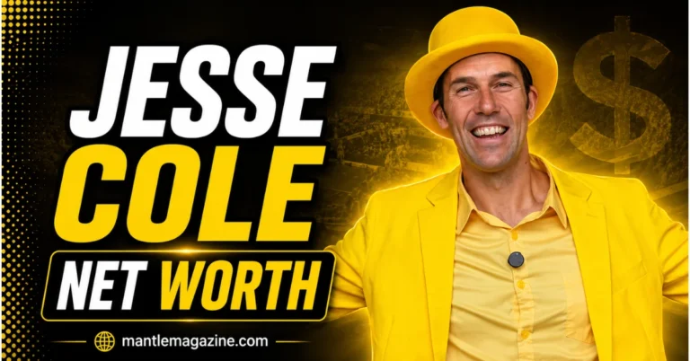 "Jesse Cole net worth article header - Savannah Bananas owner Jesse Cole in signature yellow suit and hat, representing his successful baseball entertainment business"
