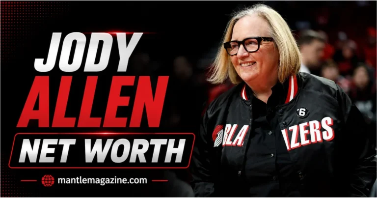 Jody Allen wearing Portland Trail Blazers jacket, net worth feature — mantlemagazine.com