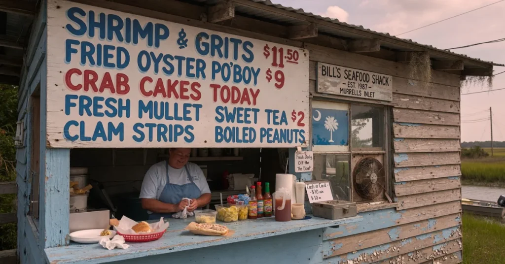 Gravel lot, hand-painted menu, and a line of regulars — that's the filter.