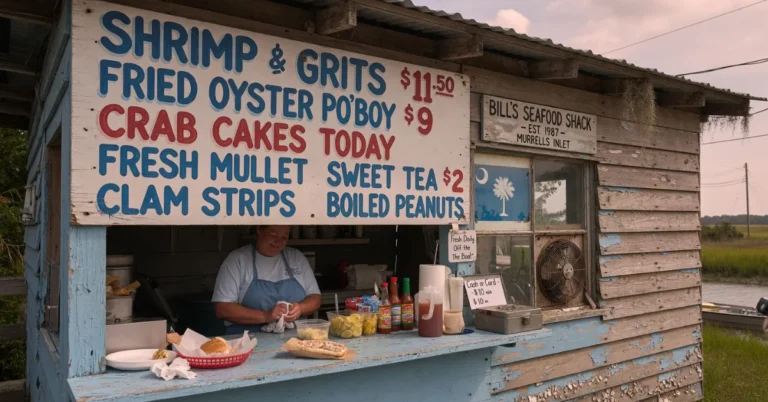 Gravel lot, hand-painted menu, and a line of regulars — that's the filter.