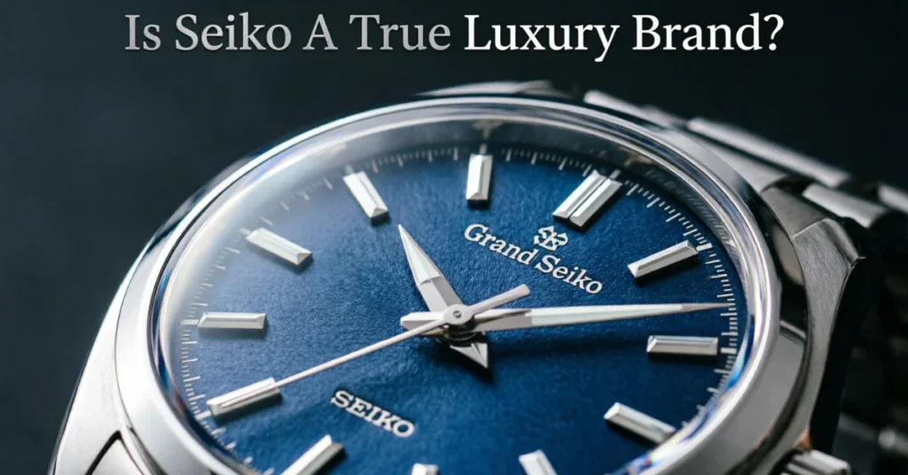 Is Seiko a luxury brand — Grand Seiko blue dial macro with textured finish
