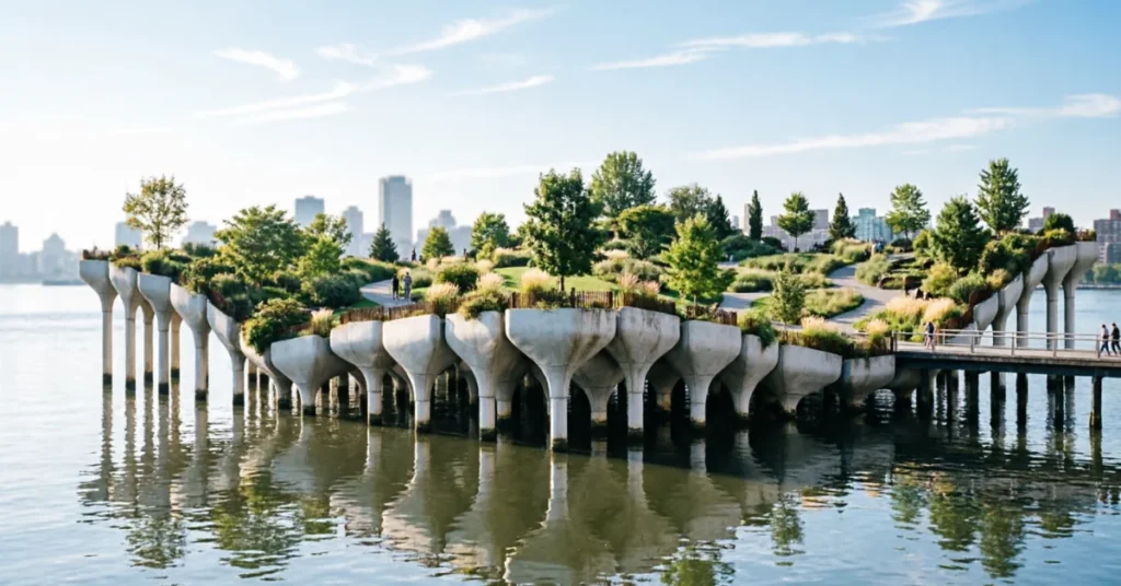 New York hidden gems: Little Island's floating park on sculptural columns above the Hudson River