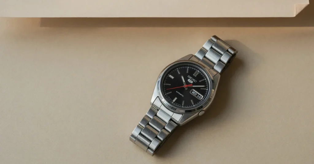 Seiko 5 automatic watch product shot — the everyday answer in the "is Seiko a luxury brand" debate