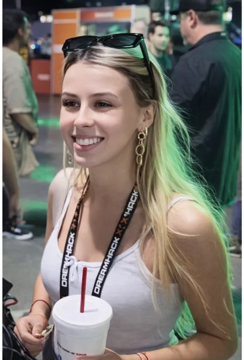 Hailey Welch at DreamHack event, Hawk Tuah girl maintaining public presence in 2026