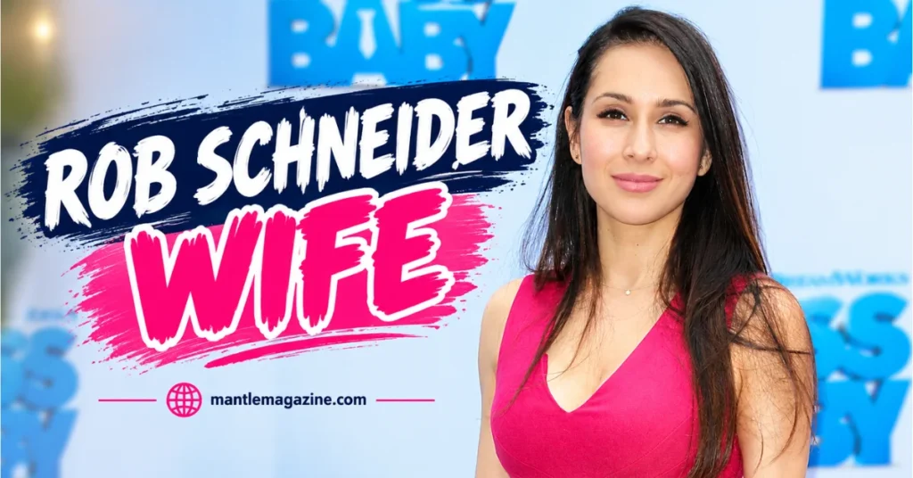 Rob Schneider wife Patricia Azarcoya Schneider posing in a pink dress at a Hollywood event