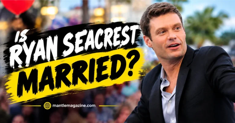 Ryan Seacrest featured graphic asking is Ryan Seacrest married
