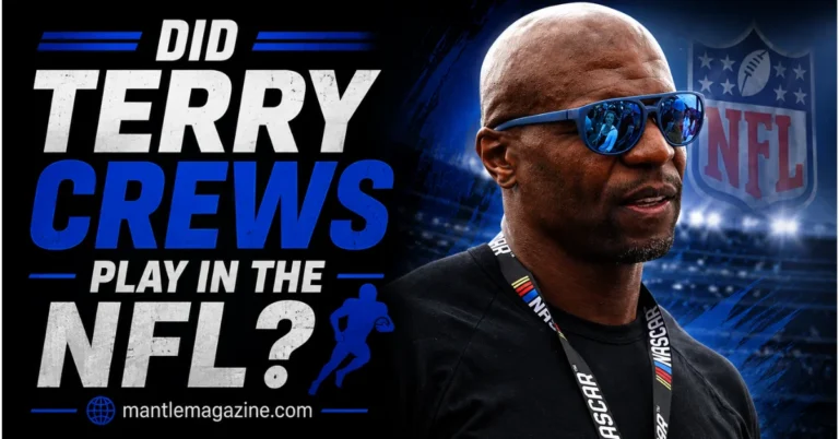 Terry Crews in sunglasses with the NFL shield logo behind him — Mantle Magazine featured graphic