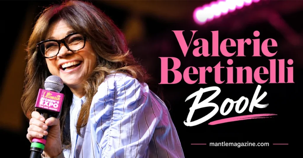 Valerie Bertinelli smiling with a microphone at the Ultimate Women's Expo — Valerie Bertinelli book graphic